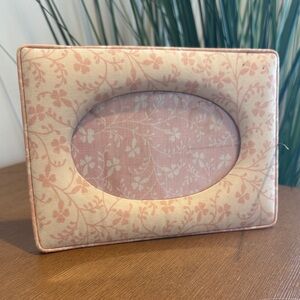Vintage Laura Ashley 4x6 Pink and White Floral Fabric Picture Frame